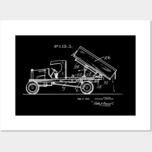 Vintage Tipper Truck Patent Drawing 1932 Wall Art by MadebyDesign